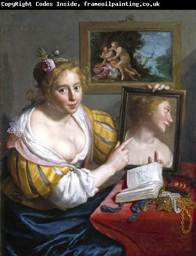 Paulus Moreelse Girl with a Mirror, an Allegory of Profane Love